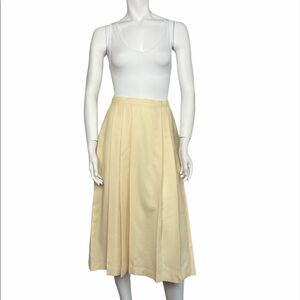 Vintage wool pleated cream midi skirt
